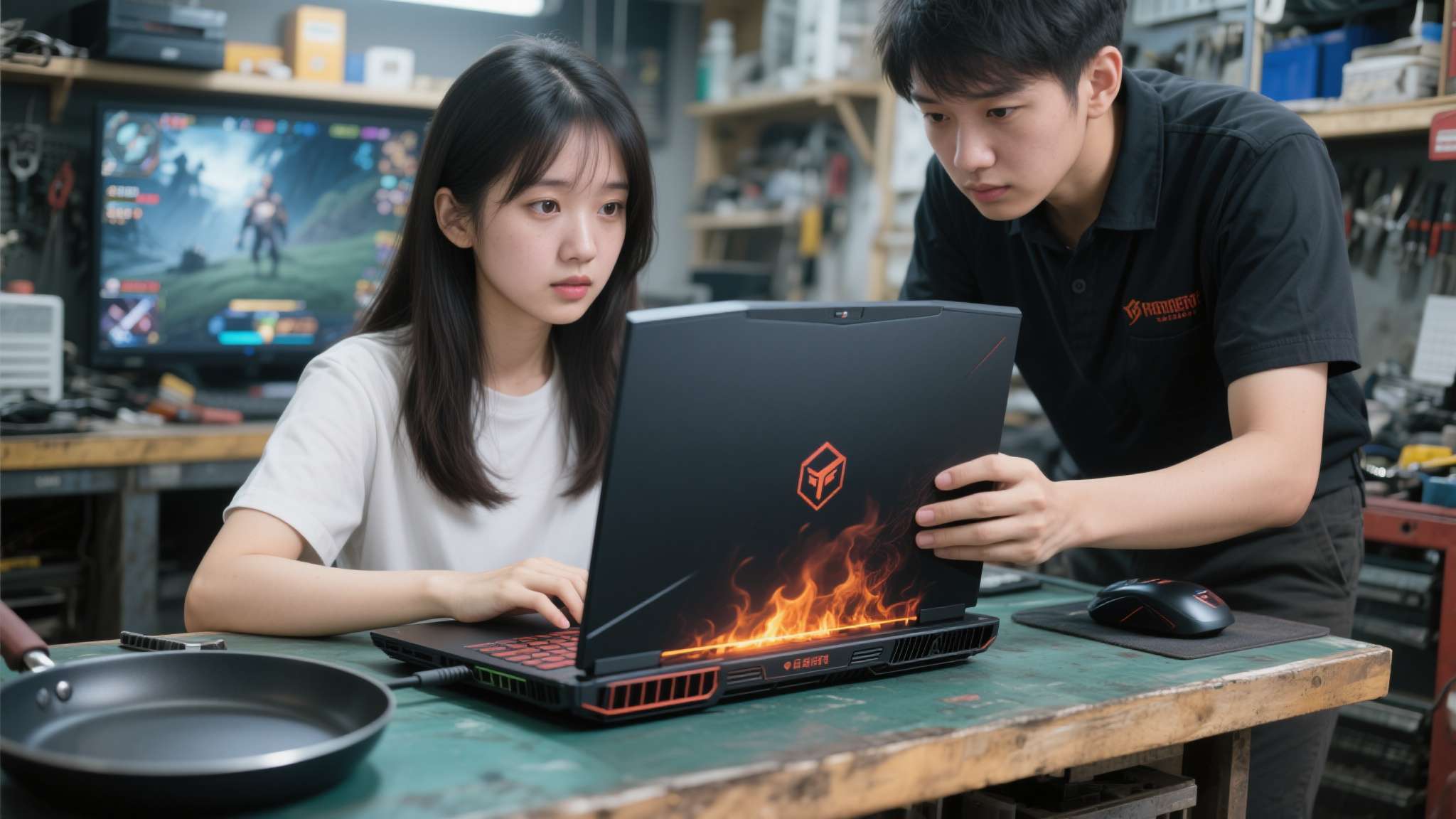 妹子游戏本过热卡顿 维修师父看懵:散热口被贴纸堵死! 妹子游戏本过热卡顿 维修师父看懵:散热口被贴纸堵死!